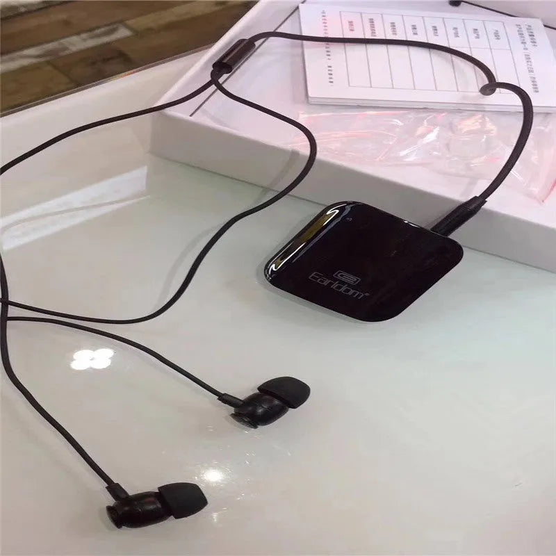 Bluetooth audio receiver for running headphones with lavalier microphone support in black, grey, and red colours