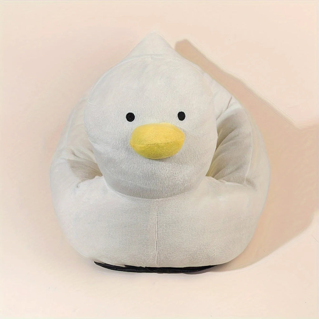 Duck-shaped fluffy pet bed for small dogs and cats in blue or white
