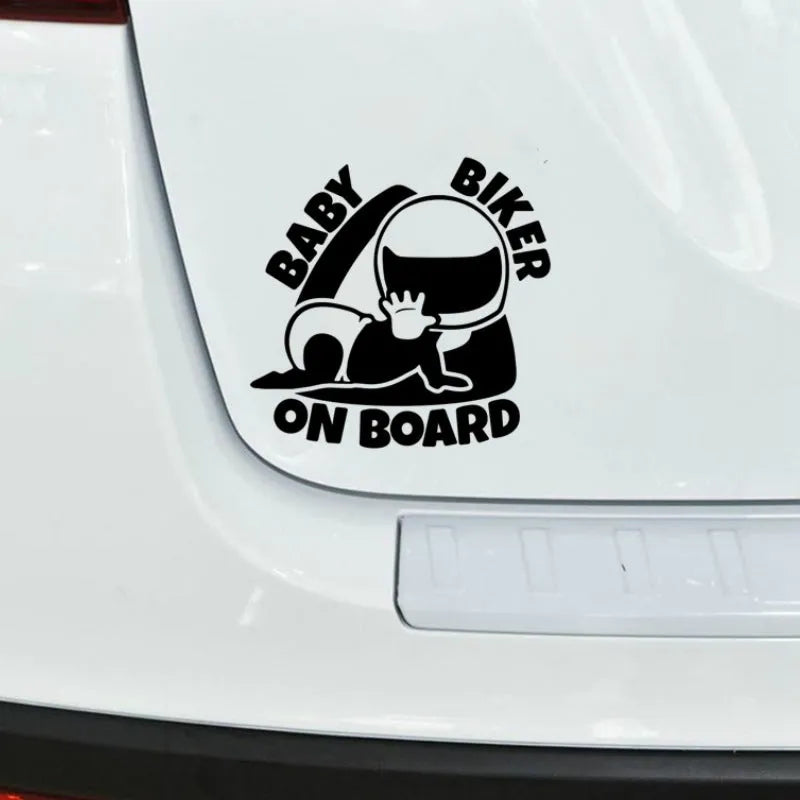 Reflective Baby On Board car sticker in black or white, 14.5 x 15 cm