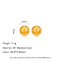 Gold and silver minimalist ball stud earrings in 3mm, 4mm, 5mm, and 6mm sizes on a plain background.