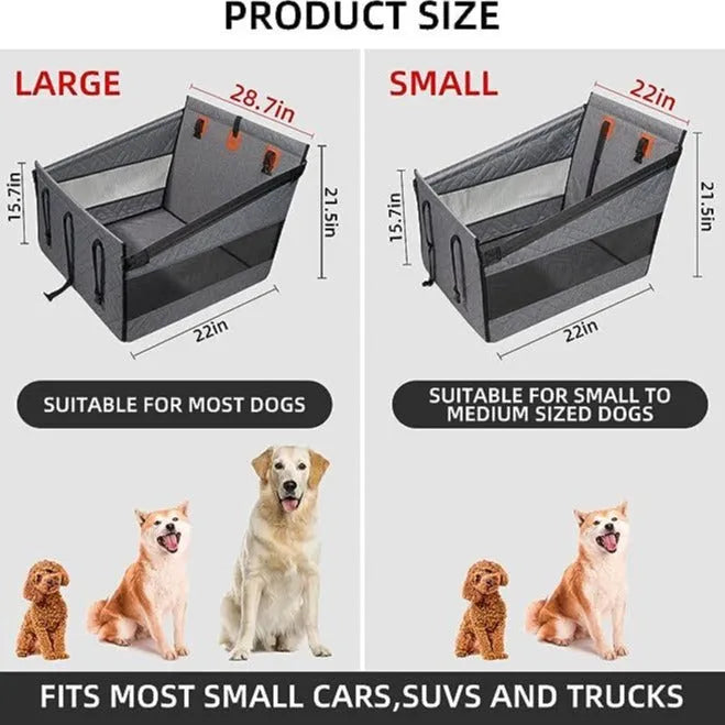 Grey water resistant dog bed measuring 56cm square with 40cm sides