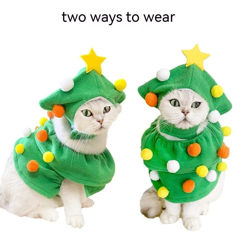 Green Christmas tree pet costume for dogs and cats, polyester, average size, one piece