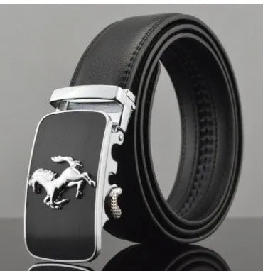 Men's automatic buckle leather belt in cowhide with 3.5cm width