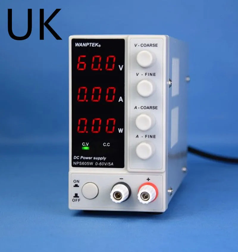 White S605W adjustable DC power supply unit for electronics repair with voltage and current dials