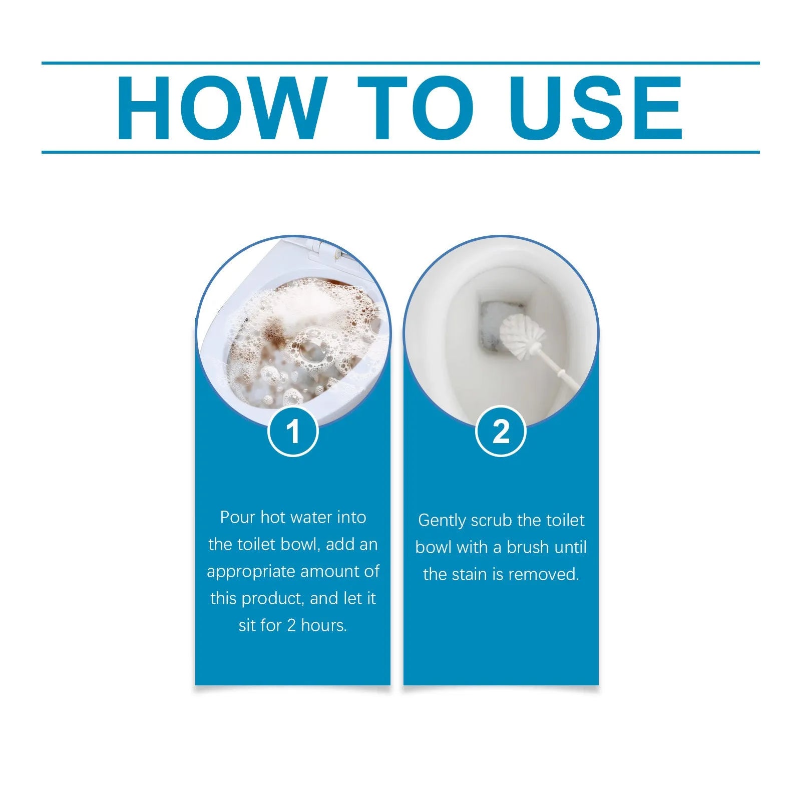 Toilet cleaning powder pack with four individual 30g sachets for descaling and stain removal.