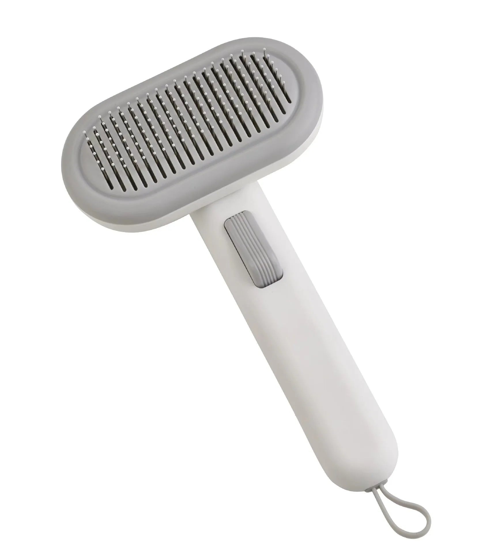 Large pet grooming comb with stainless steel blades for cat and dog hair removal in light grey colour