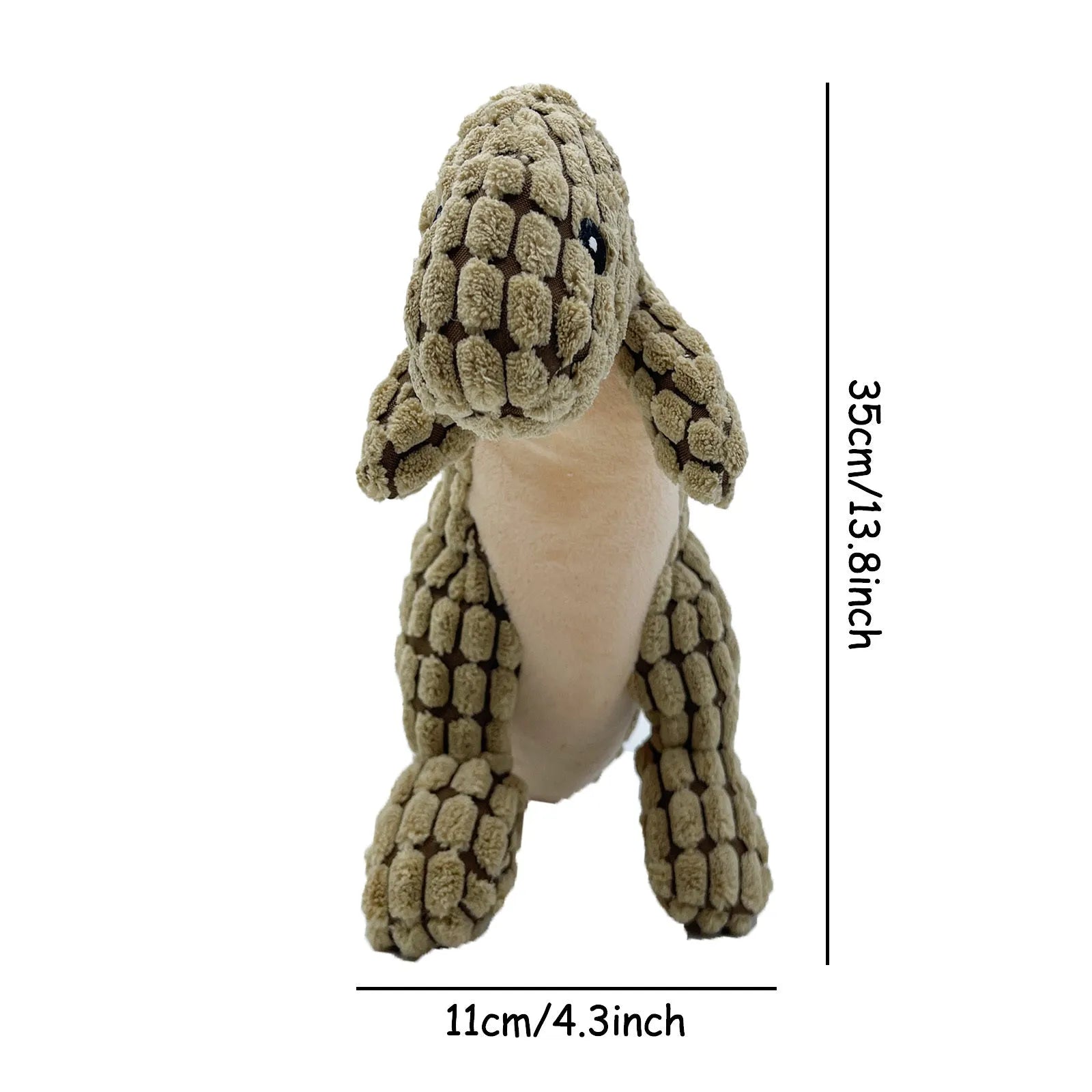 Grey, green, or orange coloured chew-resistant dog toy that produces sound.