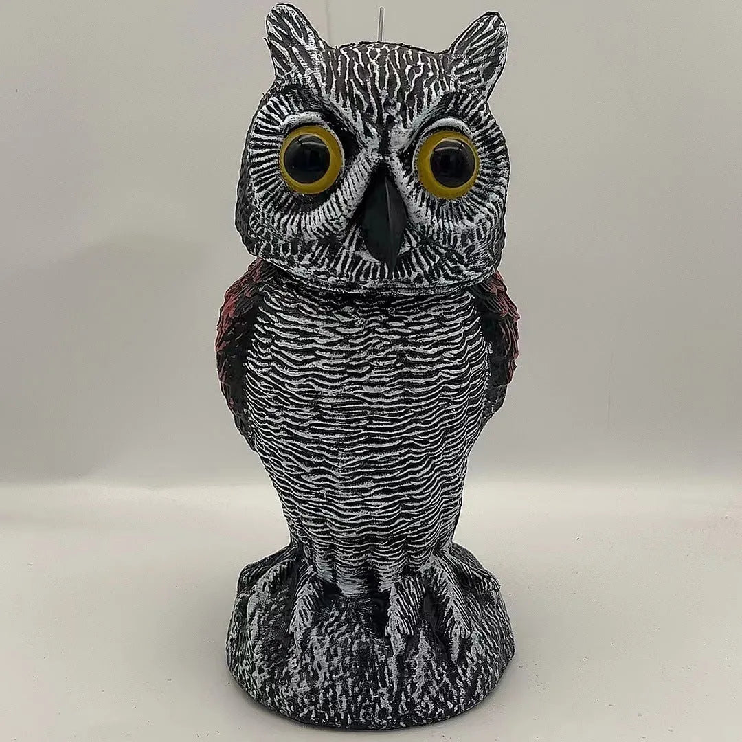 PE plastic owl bird deterrent ornament with shaking head design for outdoor pest control