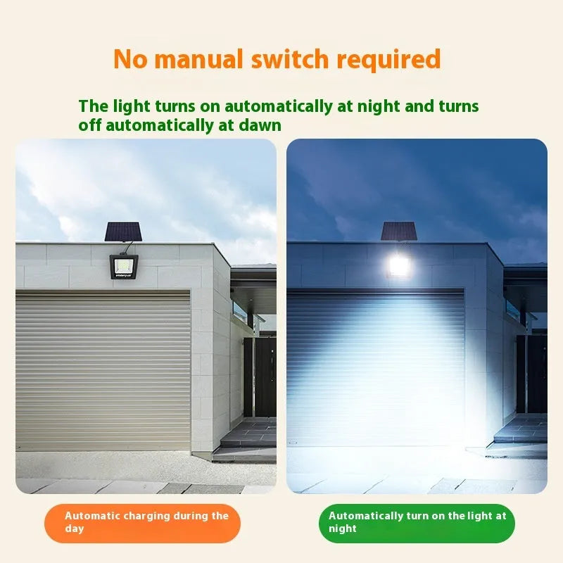 Outdoor solar LED light with waterproof IP65 protection for courtyard and garden illumination