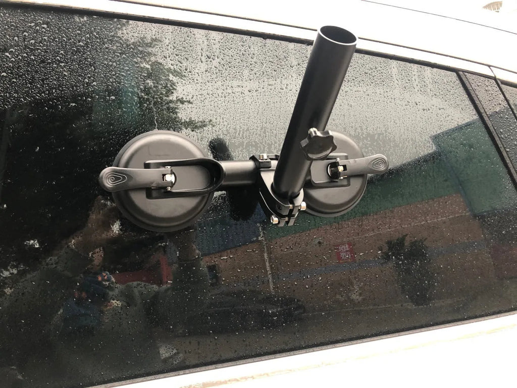 Black ABS off-road car sucker base with round rubber suction cup for vehicle window mounting