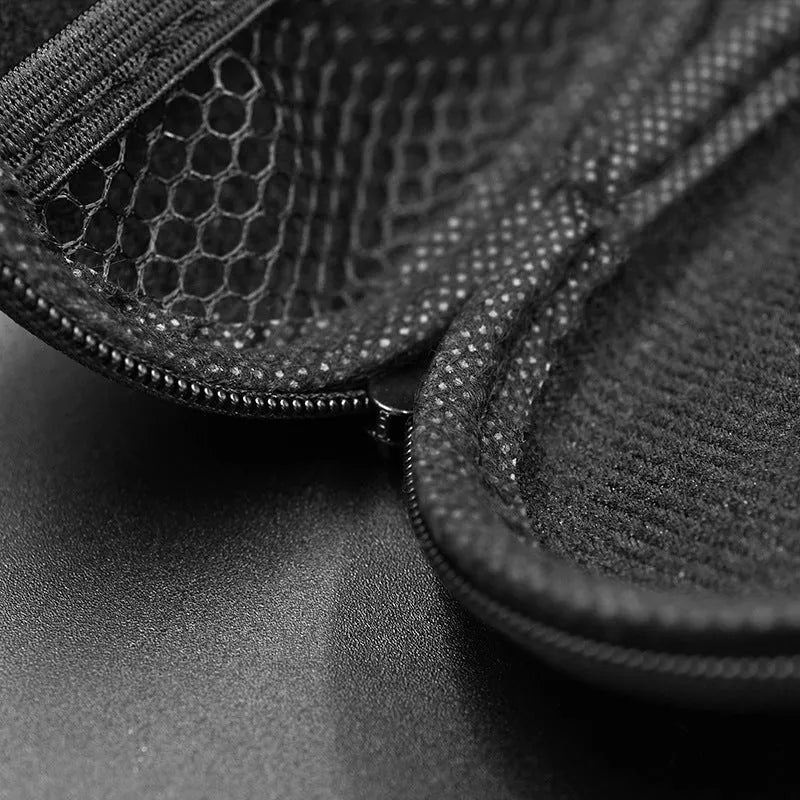 Black oval leather earphone storage case for EDX PRO and compatible headphone models