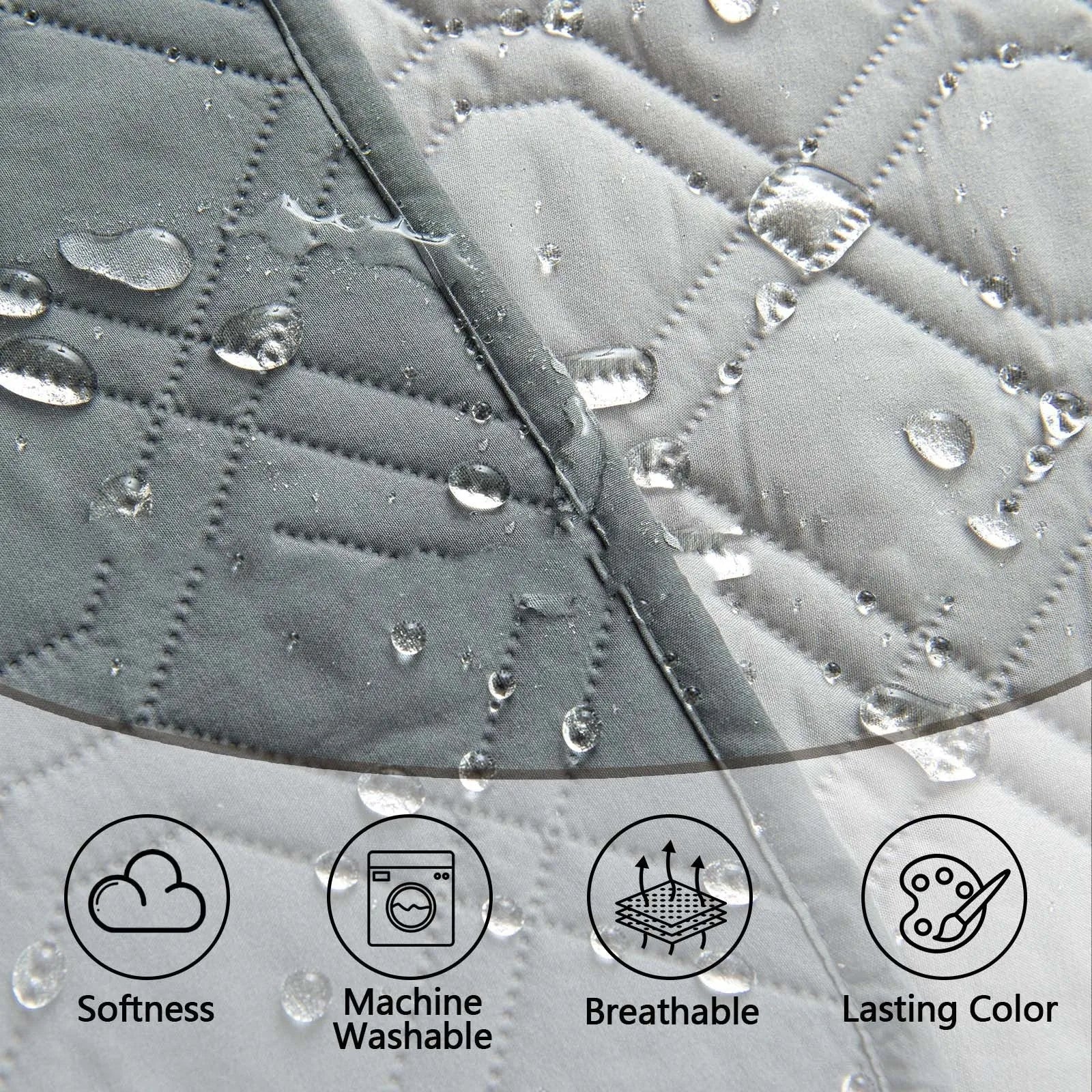 Double-sided waterproof dog sofa cushion in dark grey and light grey reversible colours on a sofa