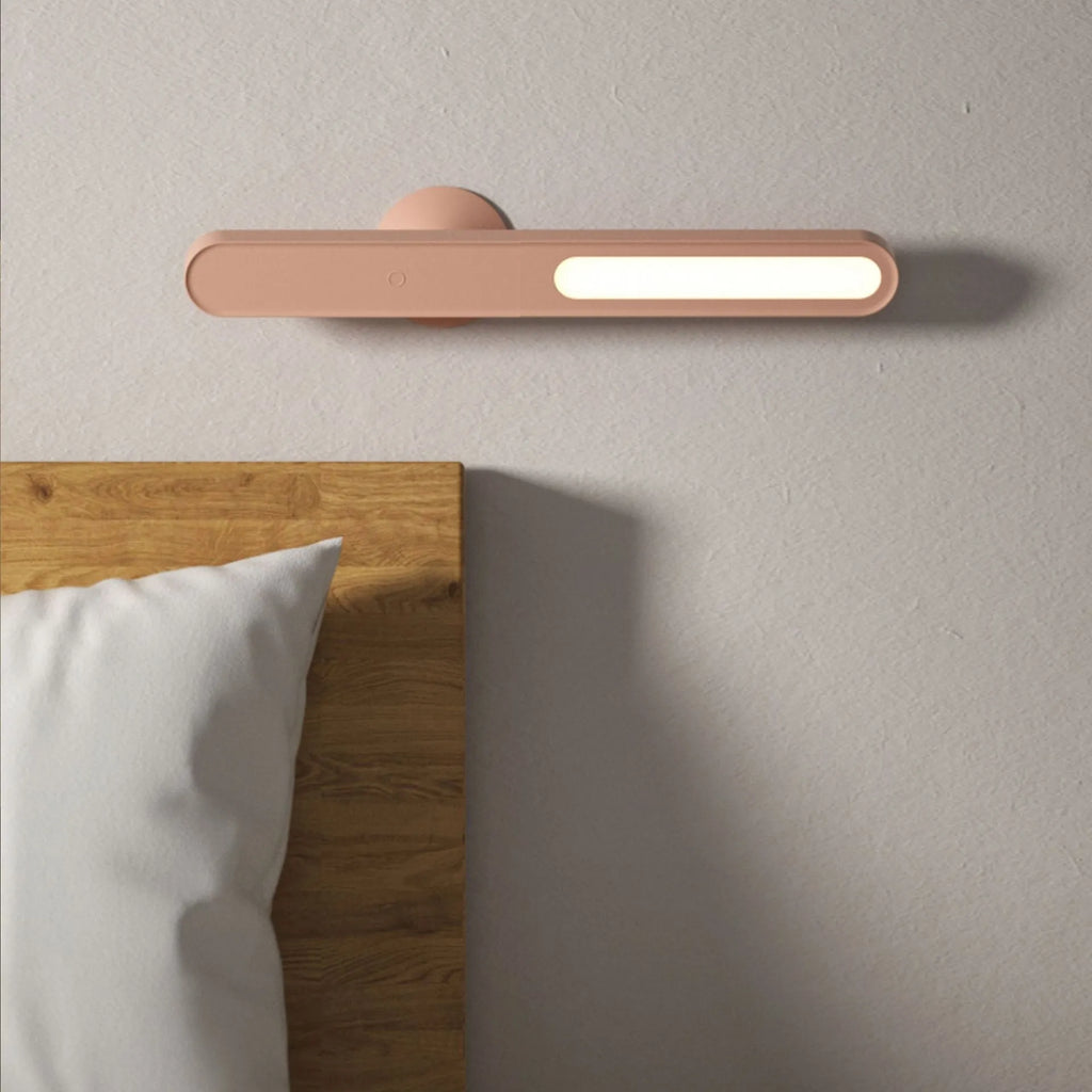 Geometric magnetic suction desk lamp with USB connection and touch controls in white colour