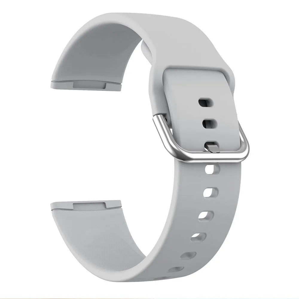 Fitbit Versa 3 and Sense 2 silicone replacement strap with silver buckle in one of twelve colour options.