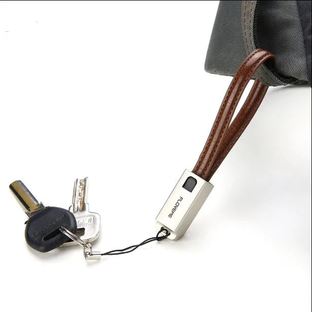 20cm leather USB lightning cable in red black and brown with zinc alloy connector
