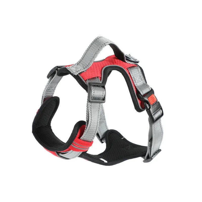 Polyester dog chest strap vest with optional hand-held rope in various colours for medium to extra-large dogs