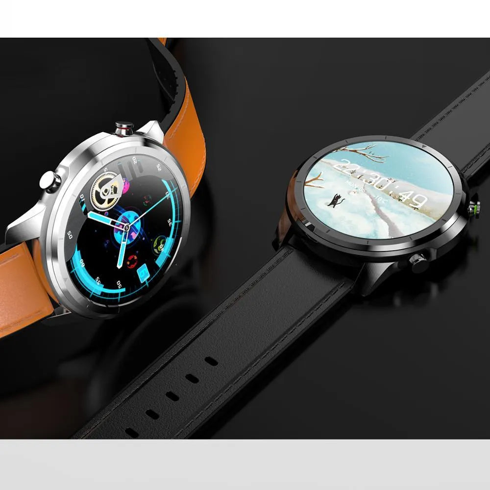 LEMFO LF26 smart bracelet on wrist showing 1.3-inch touchscreen and side button.
