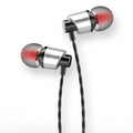 3.5mm wired in-ear headphones with metal subwoofer, microphone and 1.2m cable in black, blue or red colours
