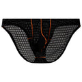 Men's low waist ice silk lace briefs in solid colours on a white background.