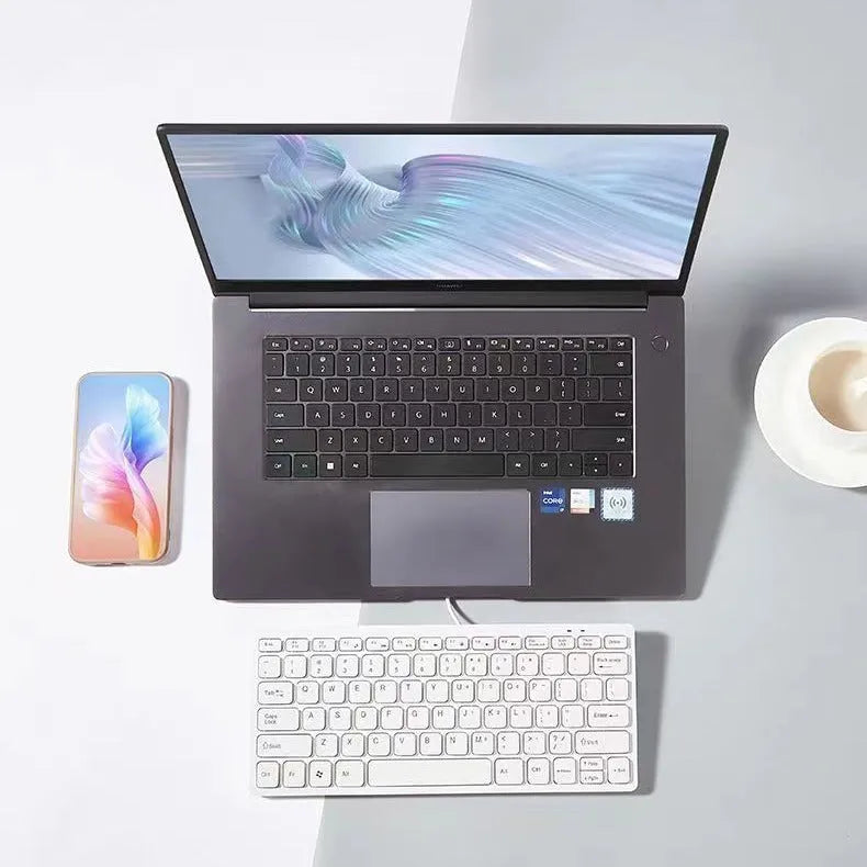USB wired mini computer keyboard in black colour with compact 280mm width