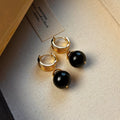 Geometric Tigereye stone earrings for women with gold plating in brown and black colour options.