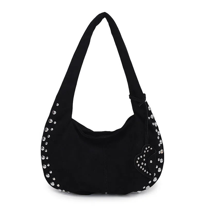 Soft plush casual tote handbag in retro style showing colour options including black, brown, green, red and coffee