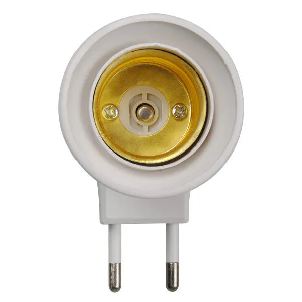 White E27 wall plug screw lamp holder with switch for AU EU or US sockets