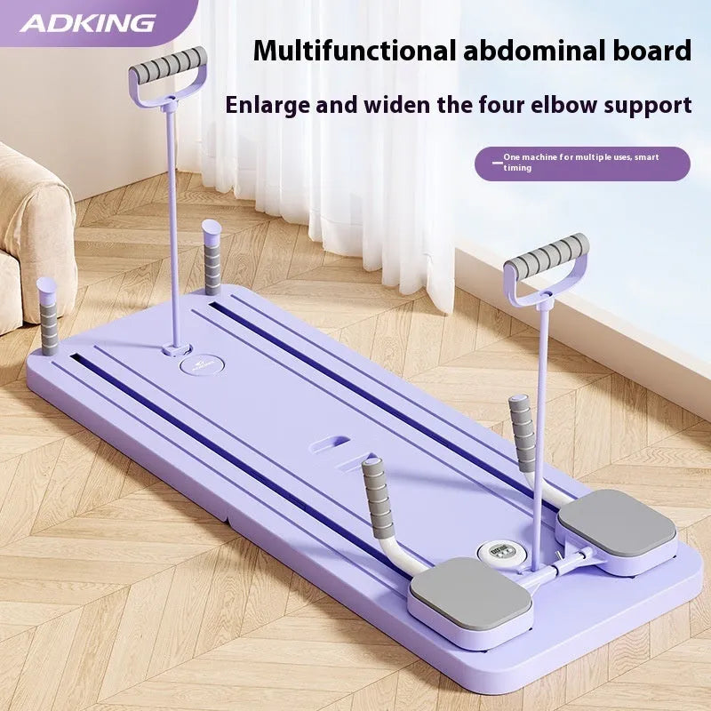 Standard purple abdominal wheel fitness board with automatic rebound mechanism on a multi-functional PP platform.