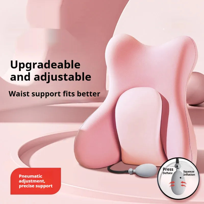 Ergonomic waist cushion in a solid colour with memory foam support and a removable cover.
