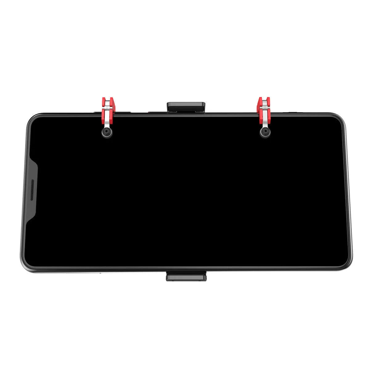 Black PG-9137 mobile phone gaming trigger bracket with adjustable metal trigger and telescopic clamping arm.