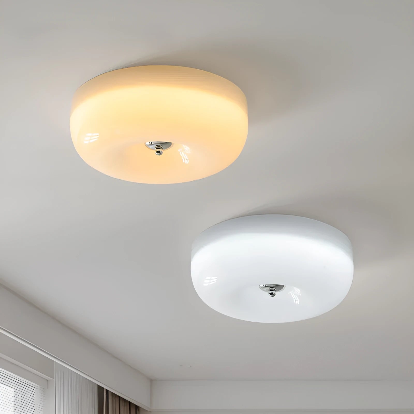 Cream style American design bedroom ceiling lamp with three-colour lighting in 30cm or 40cm diameter