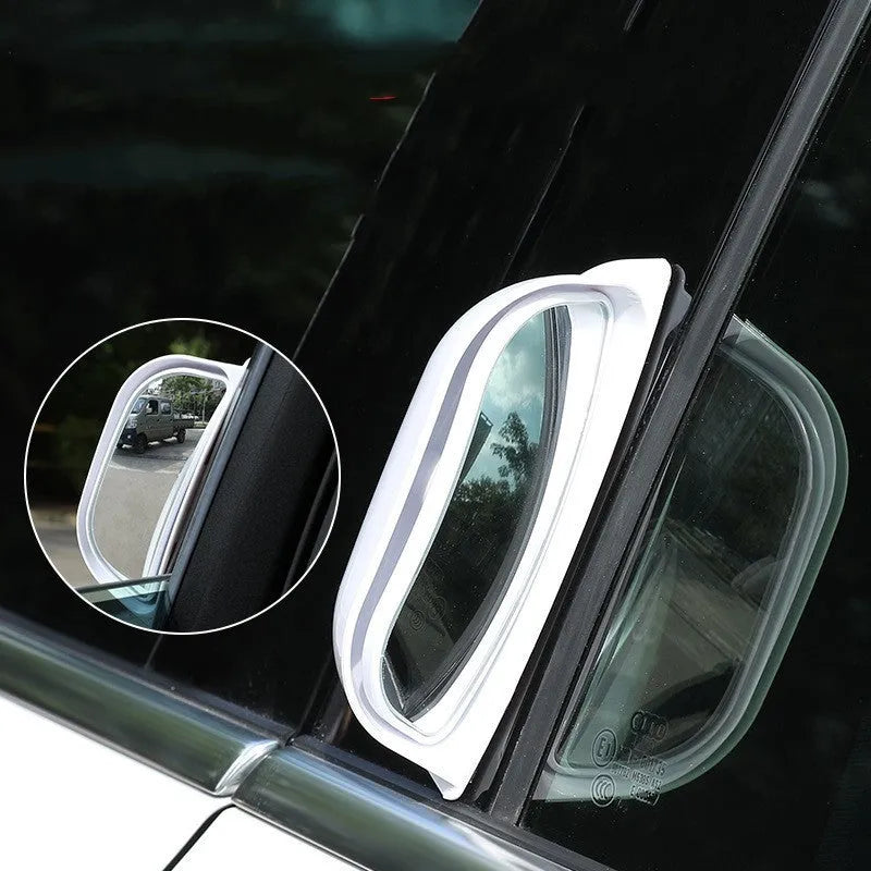 Universal black and white wide-angle car mirror for exterior mounting, dimensions 126mm by 48mm.
