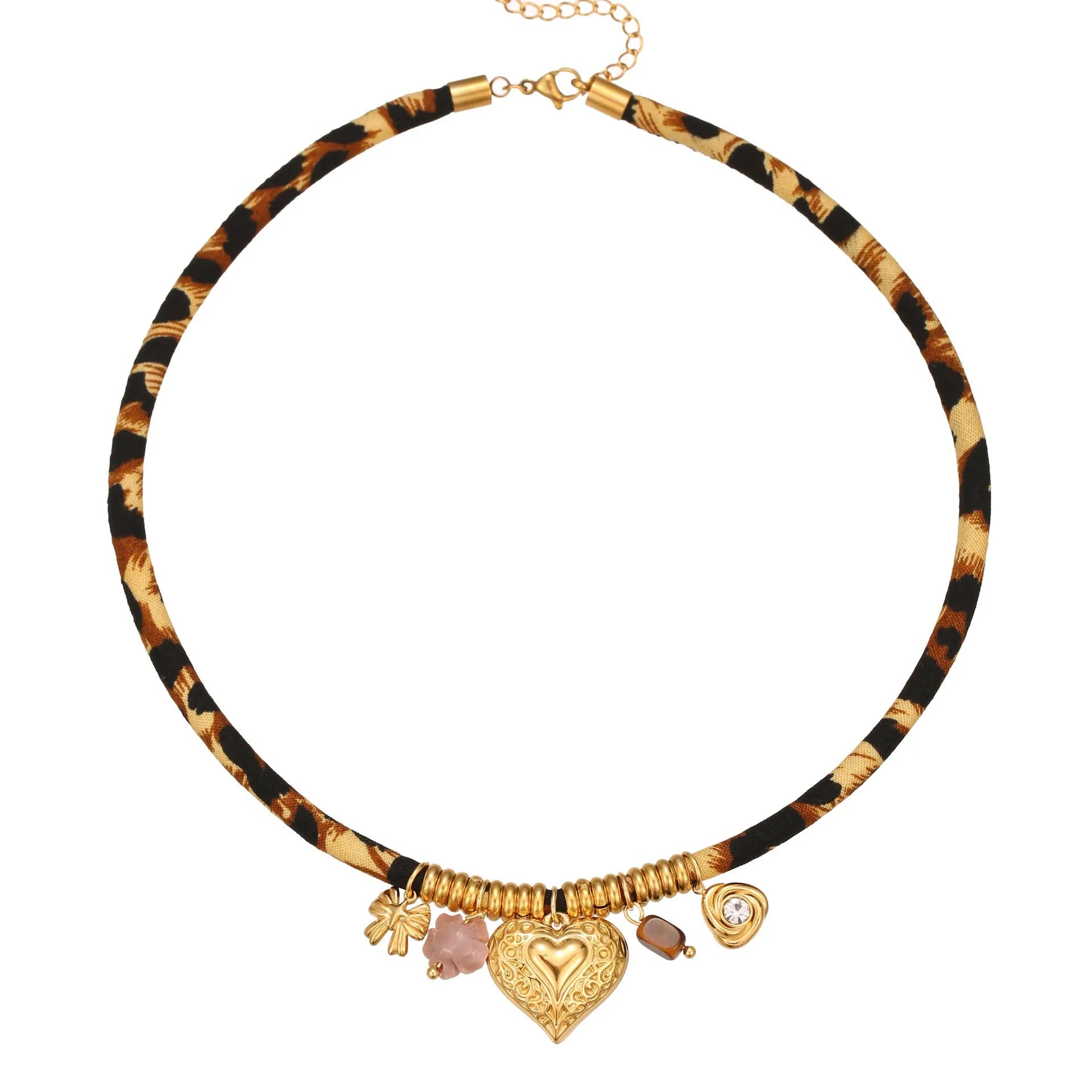 Leopard series stainless steel women's necklace with geometric pendant and adjustable 41-50cm chain