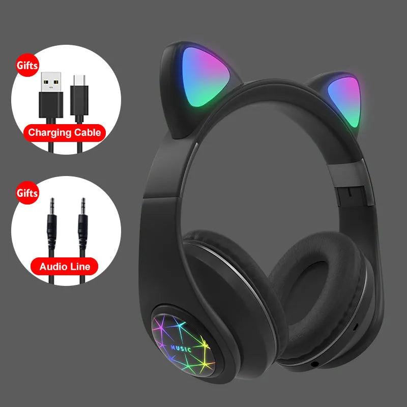 Cat ear wireless Bluetooth sports headset in six colour options with head-mounted design