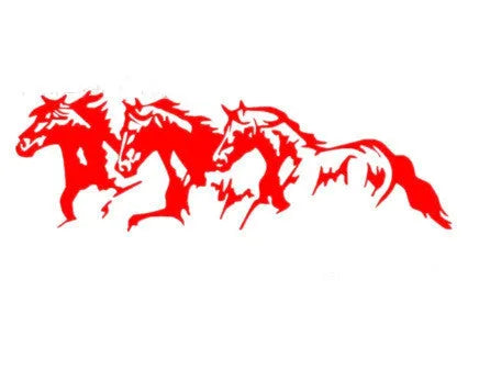 Three Horses Auto Decal vinyl car sticker showing steed design measuring 25cm by 8cm
