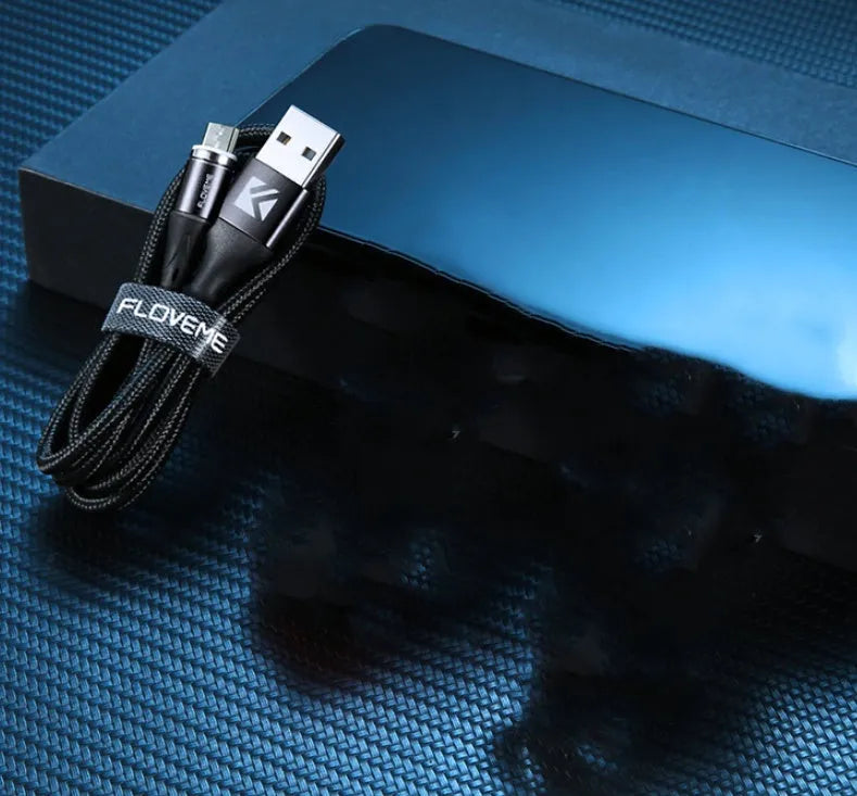 3A fast charge magnetic data cable with LED light indicator in black, red, and silver colour options
