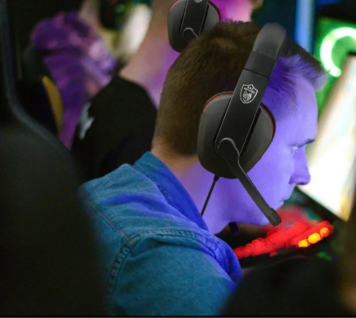 Black wired gaming headset with 40mm speakers and a 6.3mm straight plug on a 1.2m cable
