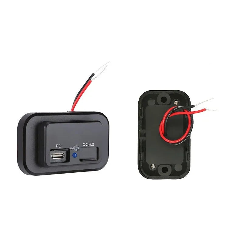 Black QC3.0 fast car charger with USB-C port for 36W vehicle charging