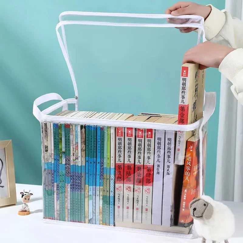 Large white foldable PVC storage bag with sealing function and transparent visible sections