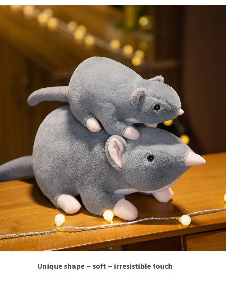 Cartoon little mouse plush doll toy shown in three size options: 32cm, 50cm, and 100cm.