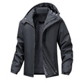 Men's plus size hooded winter coat in Army Green polyester, showcasing front zip and hood.