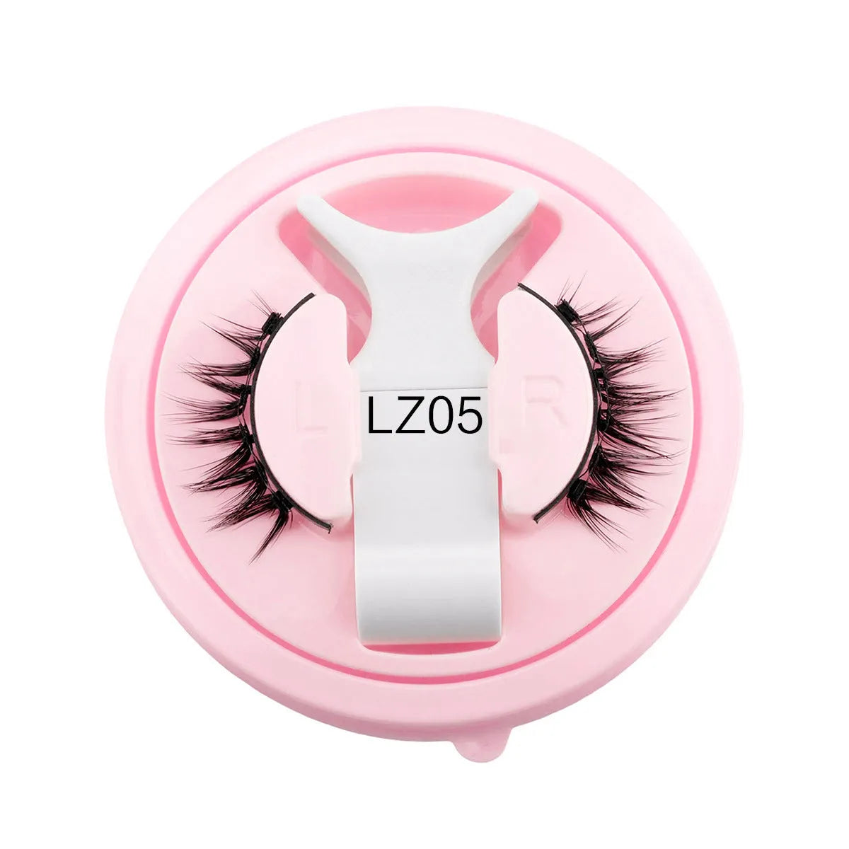Set of reusable waterproof false eyelashes with thick artificial fibre strands and a flexible glue-free band.
