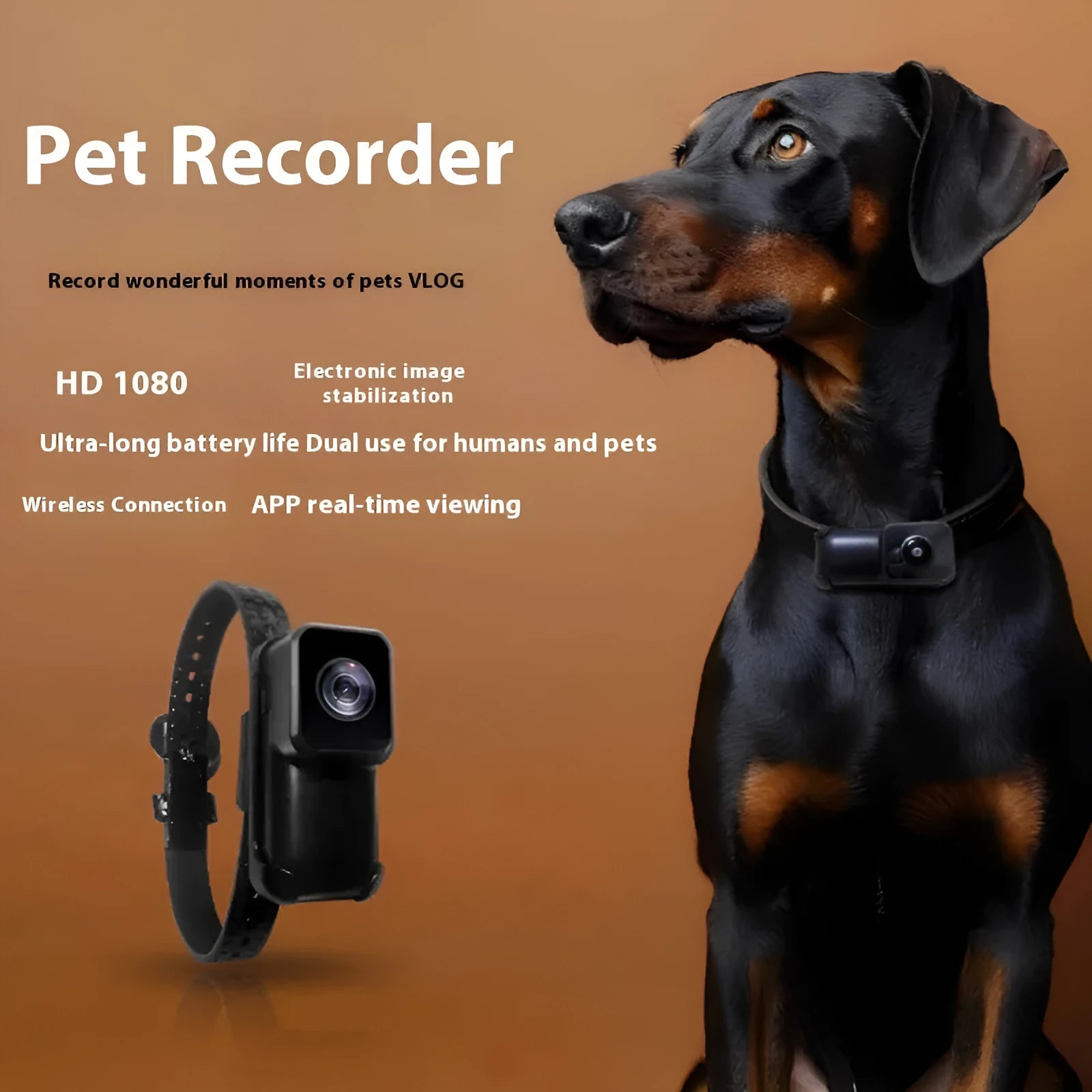Black Wi-Fi camera neckband recorder showing compact design with recording functionality