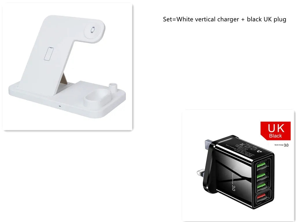 4-in-1 wireless charging station with adjustable stand for Apple Watch, iPhone, AirPods, and Apple Pencil