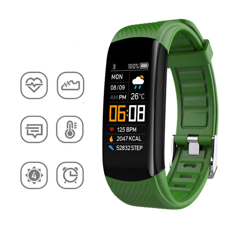 Waterproof silicone pedometer bracelet with touch screen display in multiple colour options