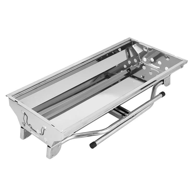 Stainless steel flip barbecue oven with charcoal grills and cooking nets