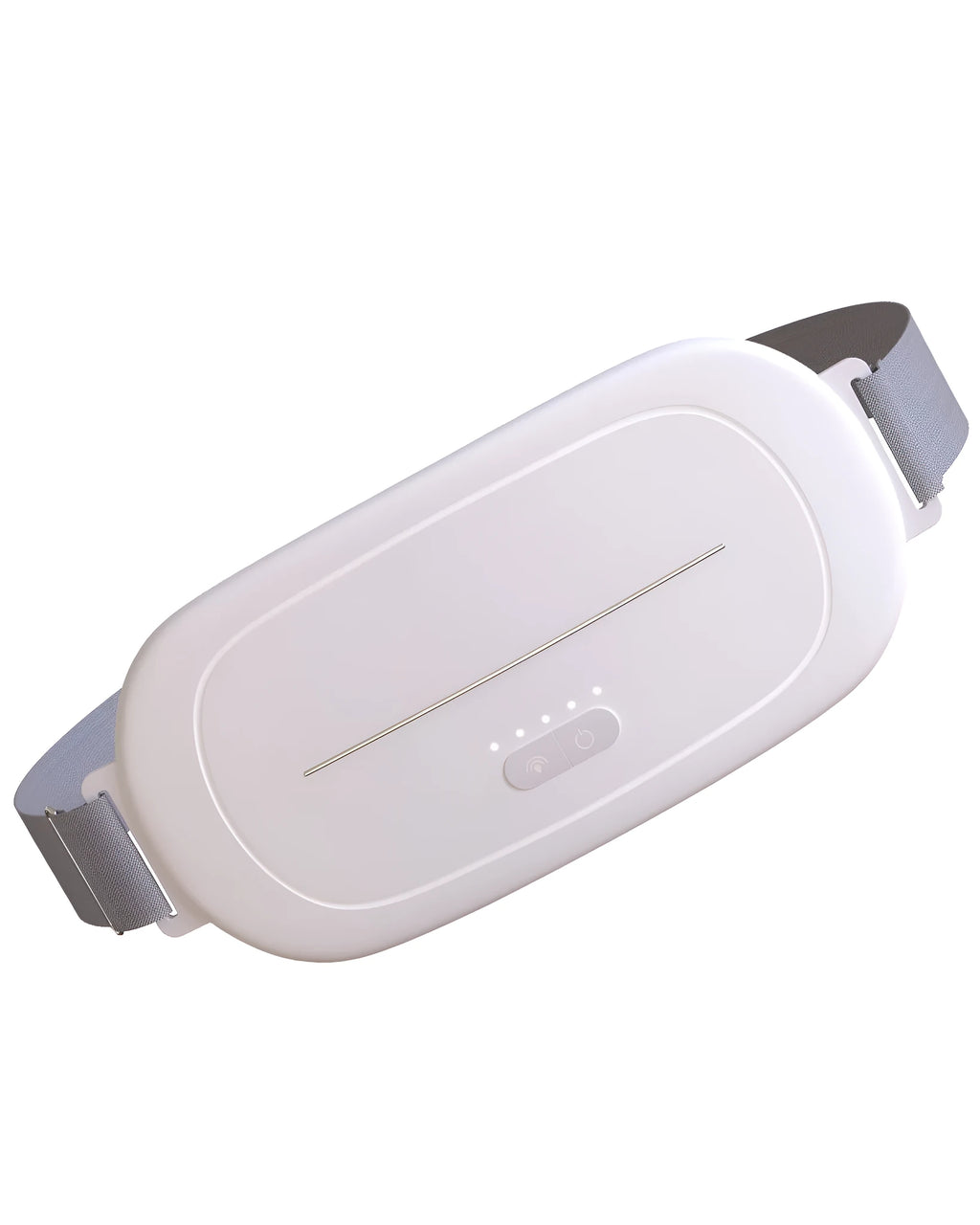 White uterine warming device wrap for postpartum abdominal recovery with USB cable.