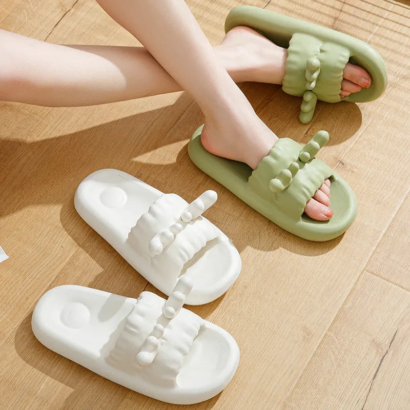 Deer horn design flip flop slippers with non-slip soles in light yellow colour