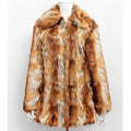 Women's slim fit faux fur leather jacket with tiger pattern print and long sleeves