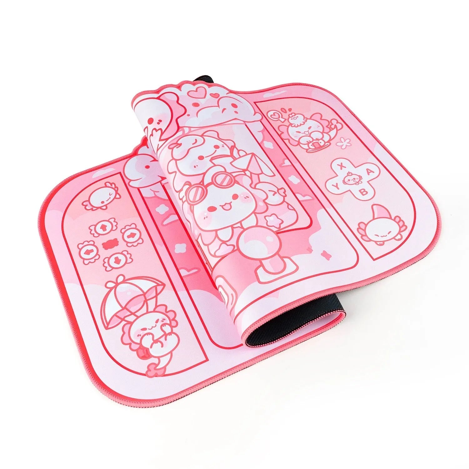 Large hexagonal dragon crane machine cartoon anime design cloth gaming mouse pad on a desk